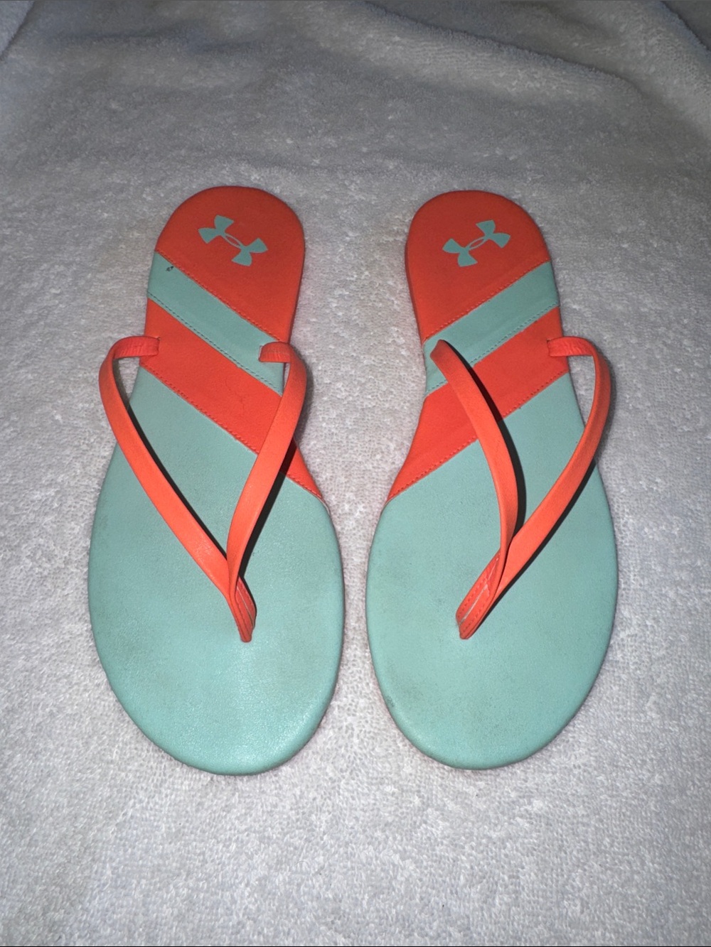 Under Armour Coral and Aqua Women's Flip Flops